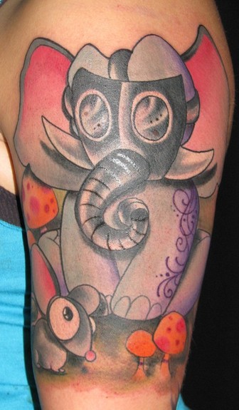 Looking for unique  Tattoos? Elephant Gas Mask Tattoo 